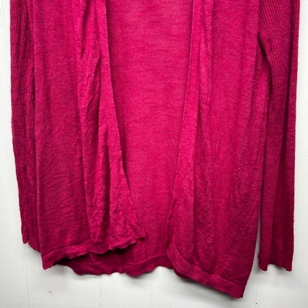 LOFT Silk Ramie Blend Long Sleeve Open Front Women's Pink Cardigan Size Medium - Picture 5 of 12